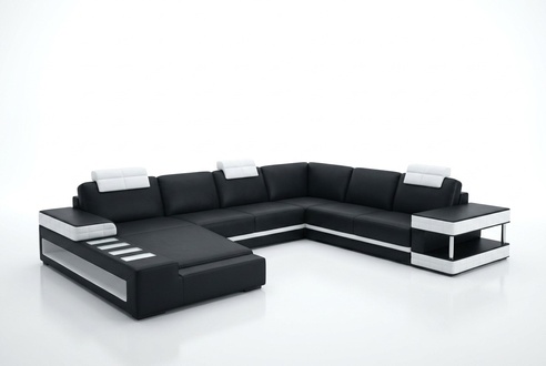 Ledersofa Ecksofa Wohnlandschaft Designer Couch Licht Sofa Polster Hallstadt -S