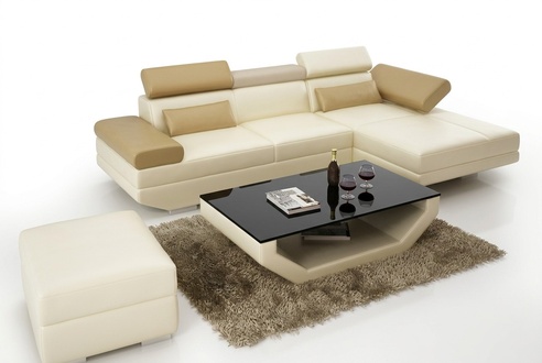 Ledersofa L-Form Couch Wohnlandschaft Dekor Ecksofa Garnitur Modern Design