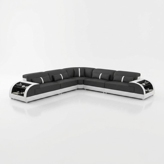 Ledersofa L-Form Couch Wohnlandschaft Ecksofa Garnitur Modern Design Sofa USB