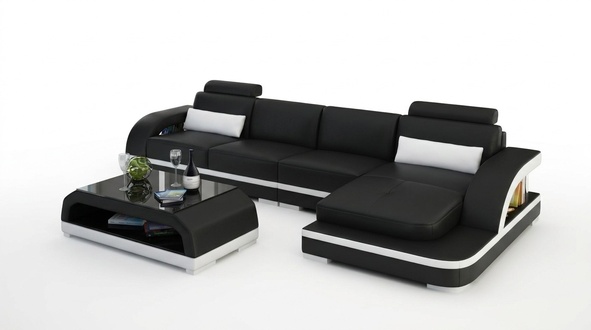 Ledersofa L-Form Couch Wohnlandschaft Ecksofa Dekor Garnitur Design Modern