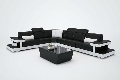 Ledersofa L-Form Couch Wohnlandschaft Dekor Ecksofa Garnitur Design Modern