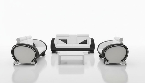 LEDERSOFA mit USB DESIGNERSOFA GARNITUR 3+1 COUCH POLSTERGARNITUR POLSTER SOFA