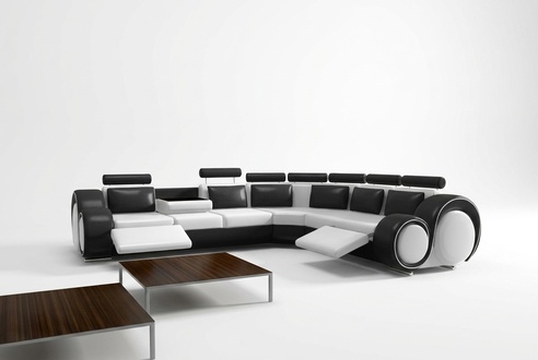 Ledersofa mit USB Sofa Eckcouch Design Sofa Ledercouch Ecksofa Wohnlandschaft