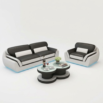 Ledersofa mit USB Sofagarnitur 3+1 Sitzer Garnitur Design Modern Neu Sofa G8038D