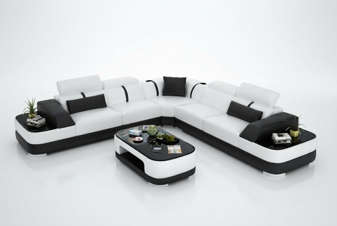 Ledersofa Polster Sitz Eck Sofa Dekor Garnitur Wohnlandschaft Wohnzimmer