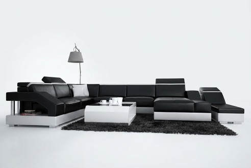 Ledersofa Sofa Couch Wohnlandschaft Modern Ecksofa Garnitur Dekor Design