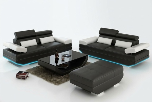 Ledersofa Sofa Couch Wohnlandschaft 3+3 Garnitur Design Modern Dekor Sofa