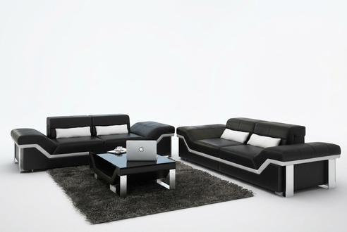 Ledersofa Sofa Couch Wohnlandschaft 3+3 Garnitur Design Modern Sofa