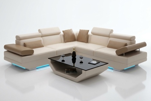 Ledersofa Sofa Couch Wohnlandschaft Ecksofa Garnitur Modern Dekor Design