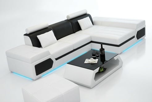 Modern Ledersofa Sofa Couch Wohnlandschaft Ecksofa Garnitur Dekor Design