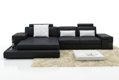 Ledersofa Sofa mit USB,Polster Eck Garnitur L Form Sitzecke Bellini Textil Stoff