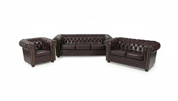 Ledersofa Sofagarnitur 3+2+1 Sitzer Set Garnitur Polstersofa Couch