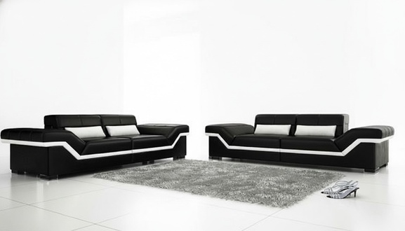 Ledersofa USB Sofa 3+3 Sitzer Design Sofa Polster Leder Garnitur Couch NEW YORK