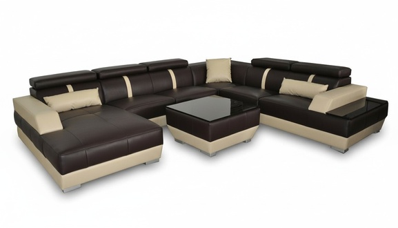 Ledersofa Wohnlandschaft Eck Garnitur Design Modern Sofa Dekorative U-Form
