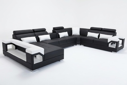 Ledersofa Wohnlandschaft Ecksofa Garnitur Design Modern Sofa U-Form