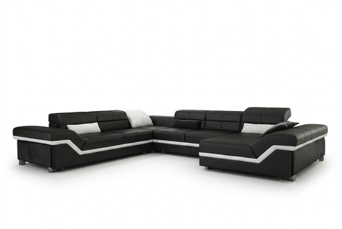 Ledersofa XXL mit USB Wohnlandschaft Ecksofa Design Sofa Couch Garnitur Eckcouch