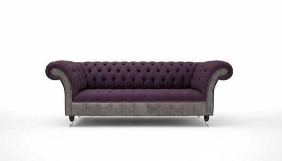 Lila Chesterfield Couch Sofa Polster 3 Sitzer Couchen Sitz Garnitur Sofas Neu