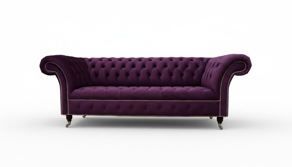 Lila Chesterfield Sofa 3 Sitzer Chesterfield Designer Couch Textil Stoff