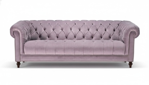 Lila Dreisitzer Stoff Chesterfield Design Couchen Polster Sofas Original Samt