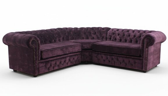 Lila Textil Polster Couch Chesterfield Stoff Sofa Eck Garnitur Sofas Sitz