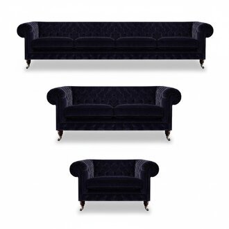 Luxuriöse Blaue Chesterfield Couchen Exklusiver 4-Sitzer Polstersessel