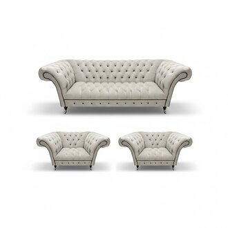 Luxuriöse Chesterfield Möbel Designer 2x Lehnsessel Moderner Dreisitzer