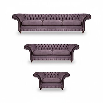 Luxuriöse Chesterfield Polstergarnitur Edler Dreisitzer 2-Sitzer Sessel