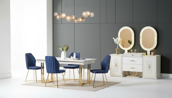 Luxuriöse Esszimmer Set Esstisch + 6x Stühle + Sideboard Essgruppen 8 tlg