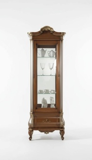 Luxuriöse hochwertige Vitrine aus braunem Holz Klassische Möbel Schrank