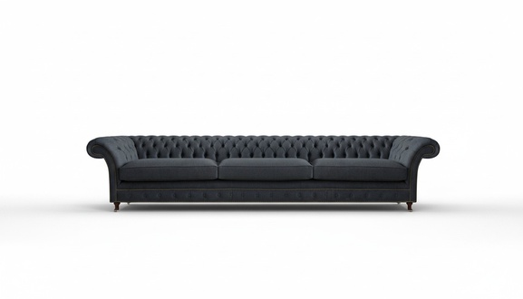 Luxuriöse Schwarze Chesterfield Textilcouch Wohnzimmer Edle Stoffsofas