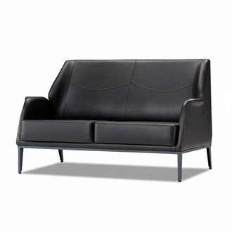 Luxuriöse Schwarze Ledercouch Designer Polstermöbel Moderner Zweisitzer