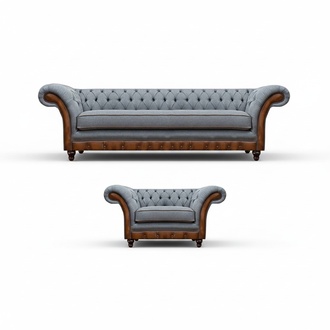 Luxuriöse Wohnzimmer Chesterfield Couch Edle Sofas Moderner Sessel 2tlg