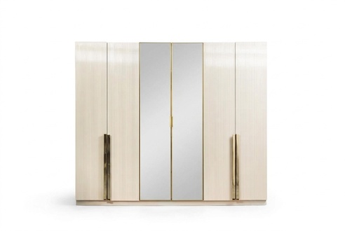 Luxuriöser Beiger Kleiderschrank Holzmöbel Designer Aufbewahrungsschrank