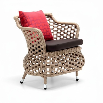 Luxuriöser moderner Rattan Sessel für die Terrasse Hochwertiger stilvoll braun