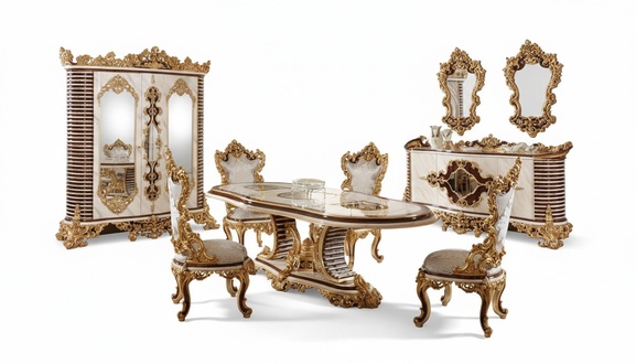 Luxuriöses Esszimmer Set Klassische Essgruppe Holz Möbel Stil Design