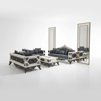 Luxuriöses Set zwei Edlen 3-Sitzer Sofas Hochwertigen Materialien Sofa Set