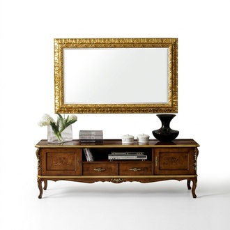 Luxus 2tlg Set Sideboard Lowboard rtv Spiegel Italienische Holz Möbel Holzmöbel