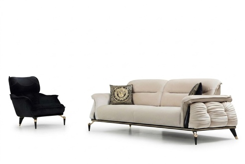 Luxus 2tlg Wohnzimmer Set Sofa 3-Sitzer mit sessel Modernes Design Couch
