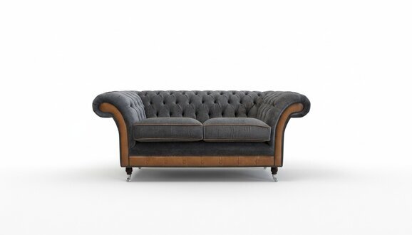 Luxus 2 Sitzer Couch Polster Sofa Textil Stoff Chesterfield Garnitur Neu Couchen