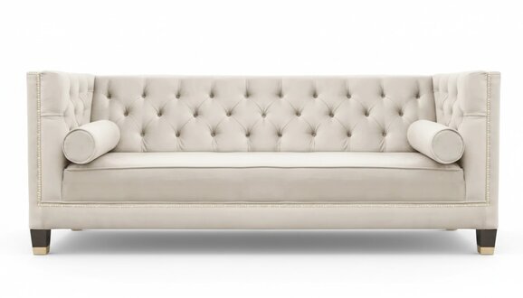 Luxus Beige Chesterfield Samt Dreisitzer Polster Möbel Hotel Wohnzimmer Praxis