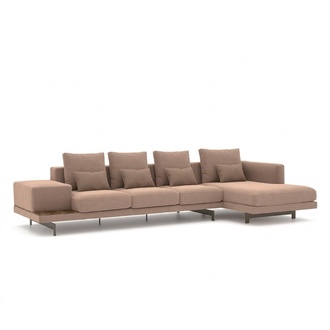 Luxus Beige Ecksofa L-Form Polstermöbel Wohnzimmer Designer Einrichtung