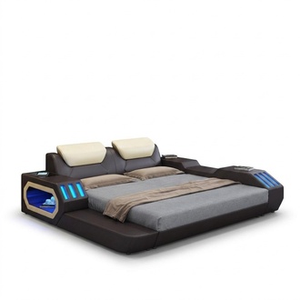 Luxus Design Bettgestell Bett Leder Betten USB luxus Doppel Hotel