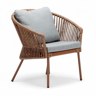 Luxus Design Hochwertig Sessel Terrasse Braun 1 Sitzer Relax Club Polster