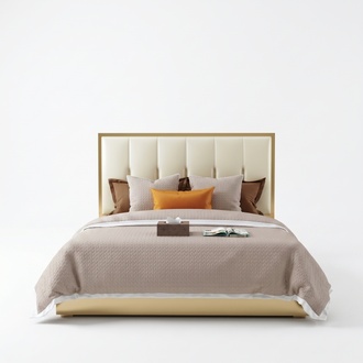 Luxus Design Leder Bett Metall Gold Betten Polster Hotel Schlafzimmer