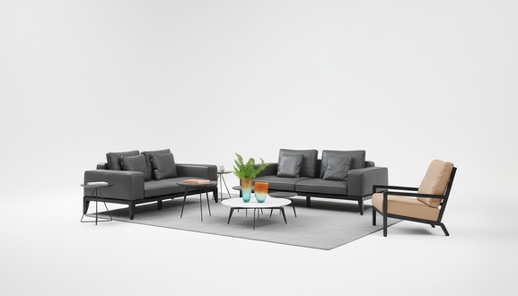 Luxus Designer Sitz Garnitur Sofa Polster Set Italy Leder Textil 2+2 Neu Couch