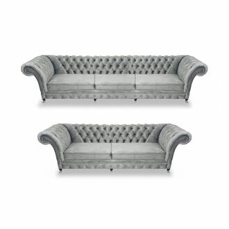 Luxus Designer Sofagarnitur Wohnzimmer Grau Wohnzimmer Polstermöbel Chesterfield