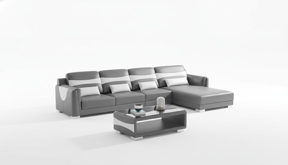 Luxus Eckgarnitur Ledersofa Ecksofa L Form Liege Couch Sofa Grau Neu