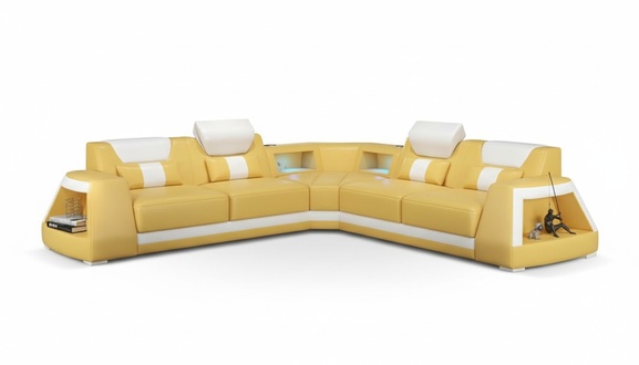 Luxus Ecksofa Ledersofa L Form Couch Sofa Gelb Couchen Eckgarnitur