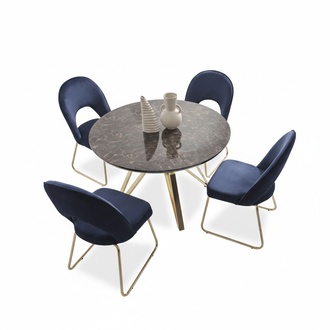Luxus Esszimmer set Esstisch 4x Stühle Textil Essgruppe Modern Garnitur Neu