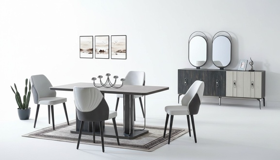 Luxus Esszimmer Set Esstisch 6x Stühle Anrichte Essgruppe 8 tlg